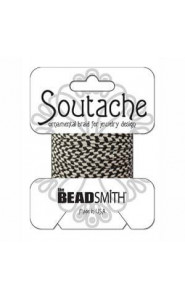 Beadsmith Rayon soutache Schnur 3mm - Silver grey black stripped